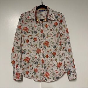 GEORG ROTH Los Angeles white floral print cotton Button up Shirt Size small